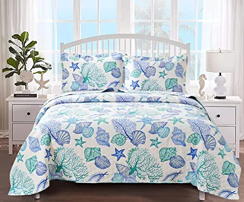 comprar Juego De Colchas Ycosy Coastal Beach De 3 Piezas, Tamaño Ful