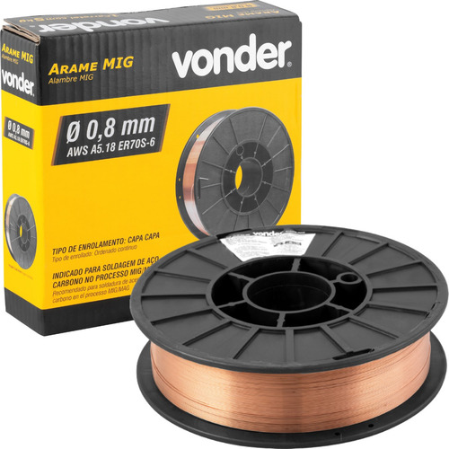 Arame Solda Mig Revestido Para Uso Com Gás 0,8mm 5kg Vonder