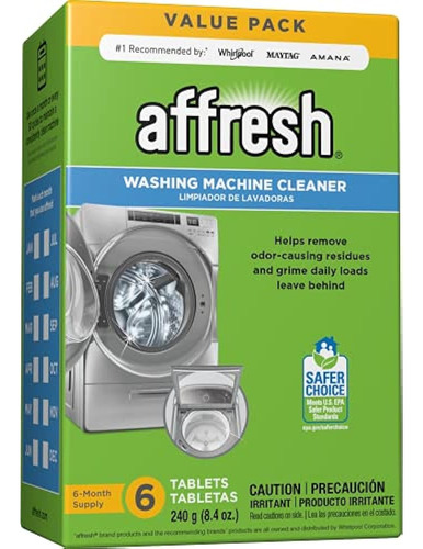 Limpiador Para Lavadora Affresh Washer, Blanco, 6 Tabletas, 