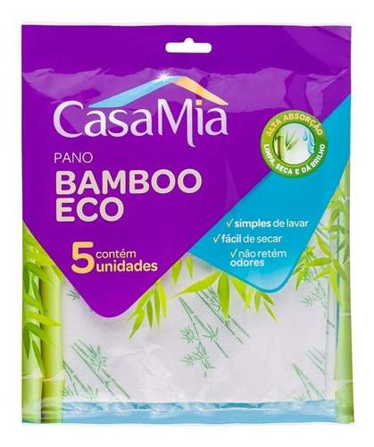 Pano De Limpeza Eco Bamboo 5 Un Limpa Seca Dá Brilho Casamia Cor Bege
