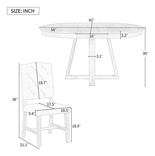 Juego Comedor Retro 5 Piezas - Mesa Redonda Extensible 58 -