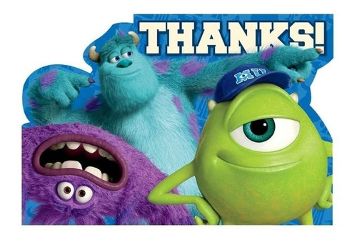 Monsters University Inc Gracias Postales Con Sobres Ct