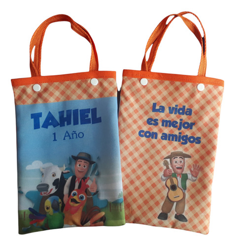 Bolsitas Tela Cumple Infantil Personalizadas 14x20 Cm X 5 07 Diseños Verticales