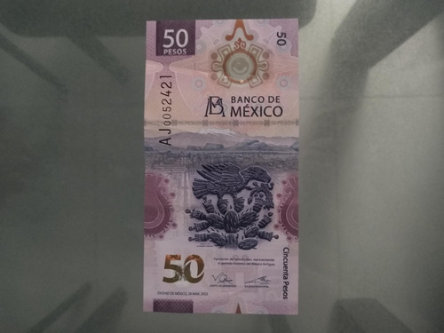 Billete De 50 Pesos Coleccionable Serie Aj