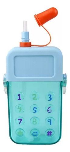 Garrafinha Água Formato Telefone Celular Com Alça + Adesivos