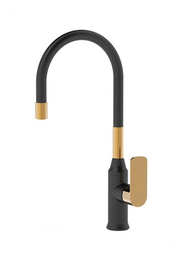 Griferia Monocomando Pico Flexible Vasser Agatha Black Gold