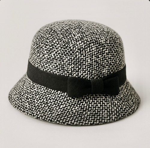 Líquido Sombrero Cloche Tweed Blanco Y Negro París 53cm Negro Blanco Único Lisa