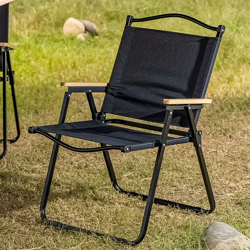 Kit 2 Cadeiras Dobráveis Camping Reforçada Pesca Até 150kg Cor Preto