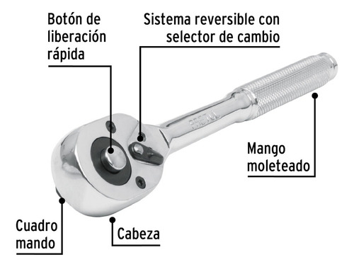 Matraca 3/8' Cabeza Pera 24 Dientes Pretul 21161