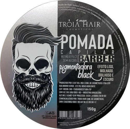Imagem 1 de 7 de Pomada Pigmentadora Tróia Hair Black Cabelo E Barba 150g