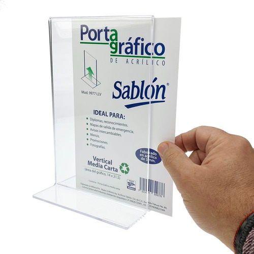 2 Pack Portagráfico Vertical Tamaño Media Carta Acrílico