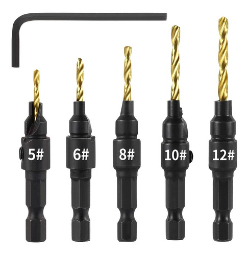 Xnrtop Herramienta De Carpintería Avellanador Brocas Set 1/4