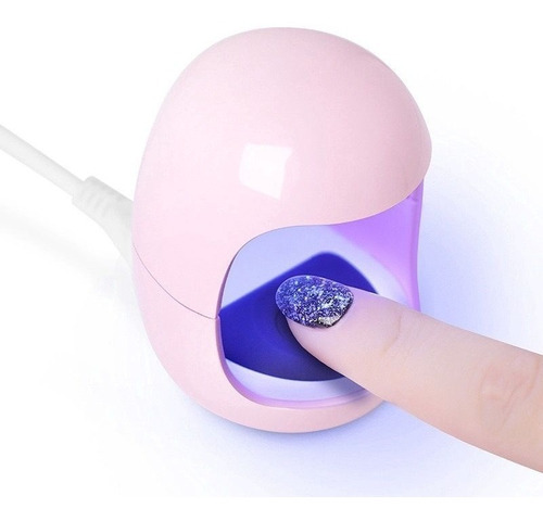 Mini Secador Cabine Unhas Secagem Rápida 30 Seg Luz Uv Led Cor BRANCO OU ROSA USB