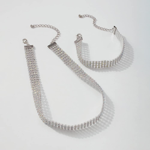 Jumwrit Conjunto De Pulsera Y Collar Con Diamantes De Imitac