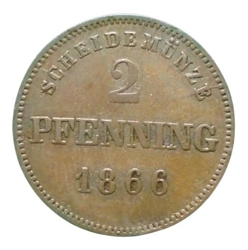 Alemania Reino De Bavaria 2 Pfenning 1866  Rt2#1
