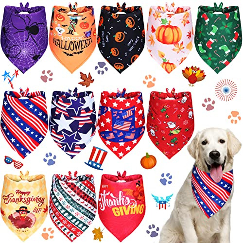 Bandanas Perro Patrióticas 12 Pzas - Accesorios Festivos