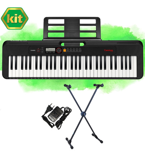 Kit Teclado Casio Tone Ct-s195 Bk 61 Teclas Com Suporte