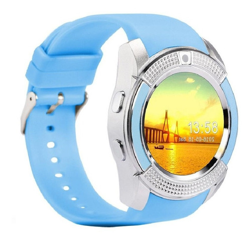 Reloj Inteligente Smartwatch V8 Bluetooth Camara Color Azul