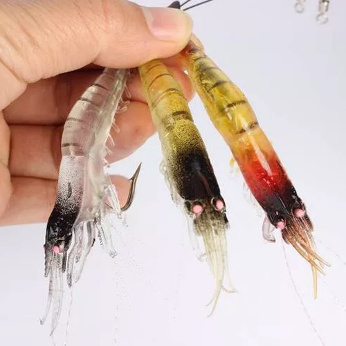 Kit C/3 Iscas Artificiais Camarão Anzol Encastoado Tucunare