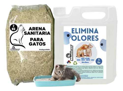 Promo Eliminador Olores De Mascotas 5lts + Arena Gatos 2kgs