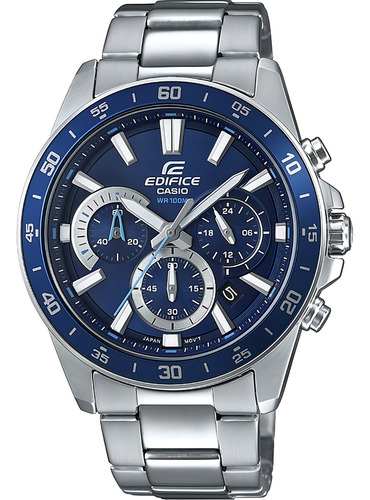 Reloj Casio Edifice Efv-570d Crono 100m Hombre Liniers Malla Plateado