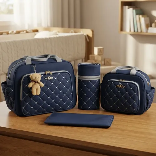 Bolsa Maternidade Menino Bebe Azul Marinho Kit Enxoval Nene