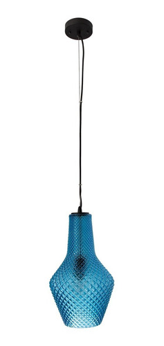 Imagen 4 de 7 de Lámpara Colgante Azul Turquesa Vidrio E27 40w 1 Luz