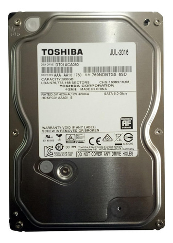 Disco Duro Toshiba 500gb 3.5 Pc 7200rpm Usado 100% Funcional