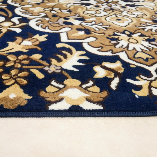 Imagen 4 de 7 de Alfombra Carpeta Clasica 100x150 Medallon Tipo Persa Azul