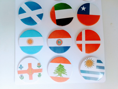 Imagem 5 de 5 de Cartela De Bottons Bandeiras | Broches | Pins | Customização