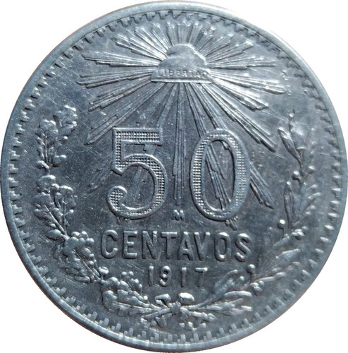 50 Centavos 1917 Plata 80% 12.50g. 30 Mm Con Brillo 