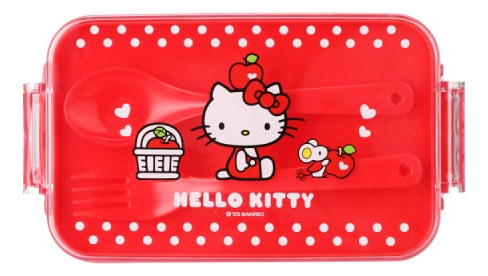 Miniso Hello Kitty Lunchera Con Cubiertos Sanrio Original Rojo Hello Kitty Sanrio