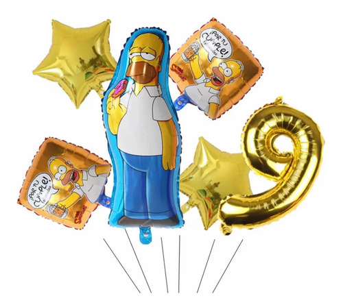 Pack De Globos 7 Piezas Jarra De Cerveza / Los Simpson