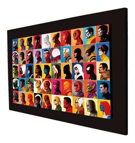 Cuadro 60x40cms Decorativo Marvel Faces+envío Gratis