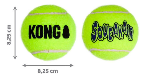 Kong Squeak Air Balls Large Juguete Pelota Perro Pack X2- Color Amarillo Tenis
