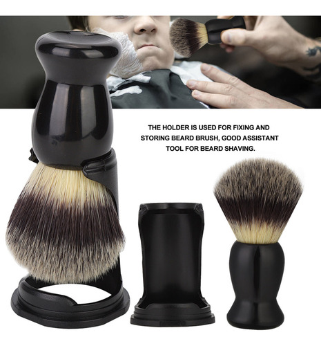 Brocha Para Barba, Acrílico Negro, Soporte Para Afeitar