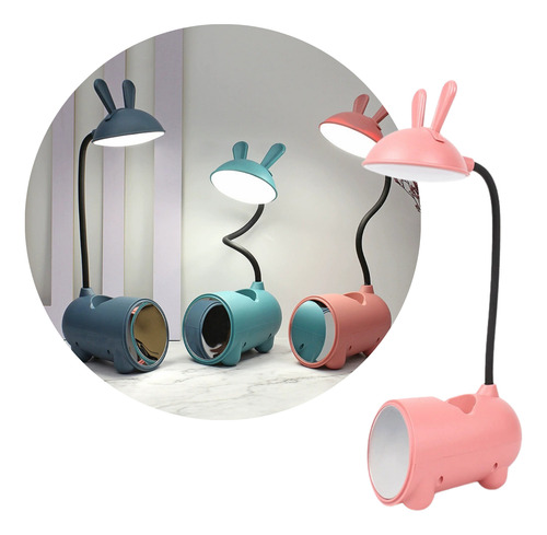 Lámpara Velador Led Flexible Usb Recargable Espejo Lapicero Rosa Blanco