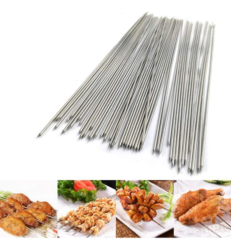 20 Pinchos De Acero Inoxidable, Pinchos De Barbacoa, Pinchos