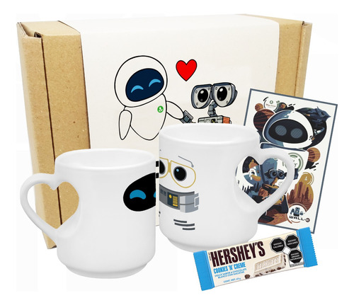 Taza Eve Y Walle  / Regalo San Valentin / Botella Wall E