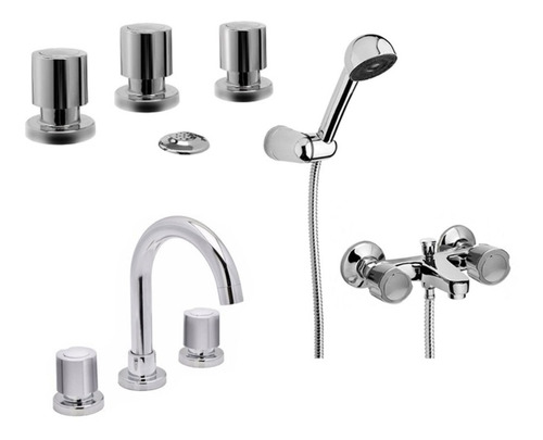 Juego Set Griferia Viva Cromo Lavatorio Ducha Bidet Hydros