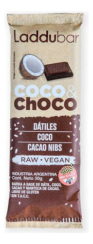 Barrita Laddubar Coco & Choco 30g Raw Vegana Sin Tacc Kosher