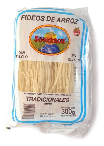 Pack X20 Fideos De Arroz Finitos Soyarroz X300gr. Finos