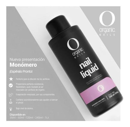 Liquido Acrílico O Monomero De 240ml Organic Nails 