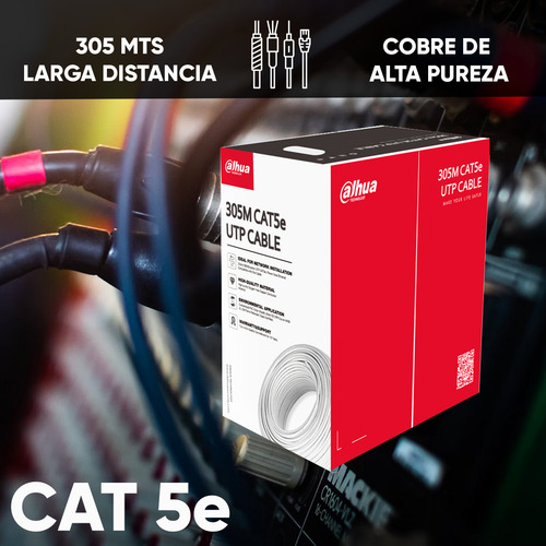 Dahua Bobina De Cable Utp Blanco 100% Cobre Cat 5e 305 Mts