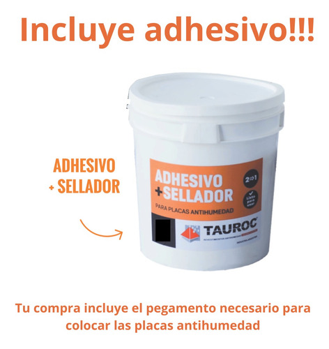 Placa Yeso Antihumedad Pizarra Tauroc Revestimiento+adhesivo