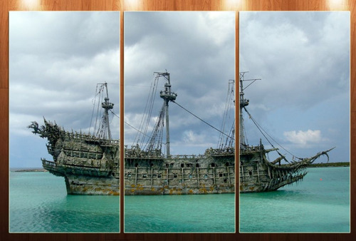 Cuadro 60x90cm Piratas Bandidos Barco Oceano M2