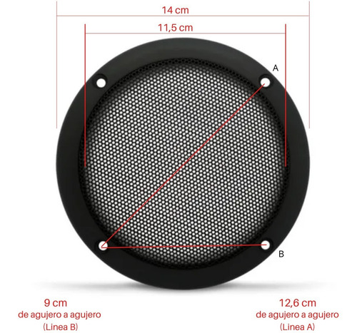 Imagen 2 de 7 de Reja Para Bafle Woofer 5 Pulgadas Metalica Parlante Grampas