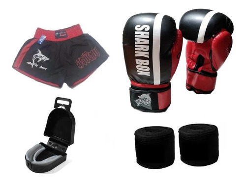 Kit; Short De Kick Boxing/ Muay Thai + Guante+bucal+vendas