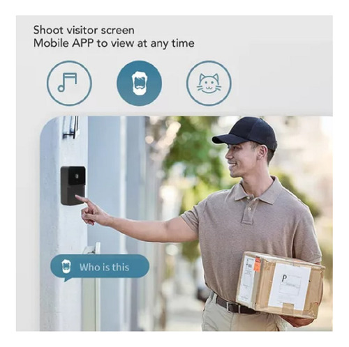 Timbre Inteligente De Puerta Inalámbrico Con Lcd Cámara Wifi