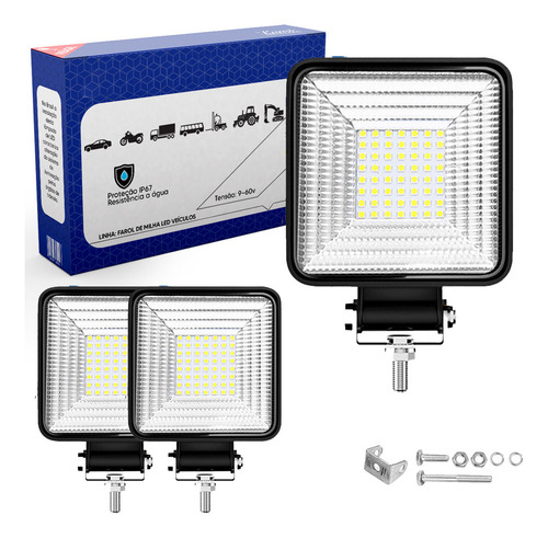 Kit 2 Refletor Luminaria Farol 168w 12v/24v Cor Da Carcaça Quadrado Luz Branco Frio Opple